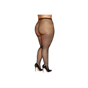Collant résille grande taille fine maille noir 